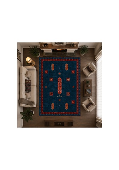 Doğal İplik Şönil Dokuma Pamuk Taban Halı Koridor Halısı Kilim Antre, Salon Ofis Genç Odası Lacivert-kırmızı 912492720 Lacivert-kırmızı