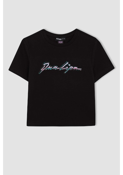 Defacto Coool Dua Lipa Fitted Ribana Kısa Kollu Tişört B2971AX23HSBK81 Siyah