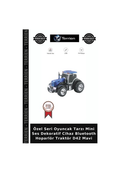 Özel Seri Oyuncak Tarzı Mini Ses Dekoratif Cihaz Bluetooth Hoparlör Traktör D42 Mavi
