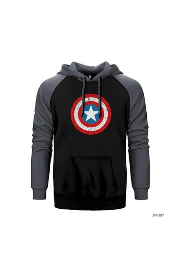 Captain America Kalkan Sarı Renk Reglan Kol Sweatshirt / Hoodie