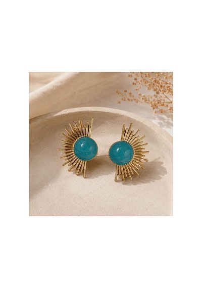 Turkuaz Taşlı Gold Güneş Model Kadın Küpe Turkuaz - 886705353 Turkuaz - 886705353 Turkuaz