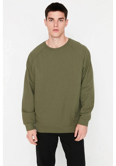 Benerly Erkek Bisiklet Yaka Reglan Kol Oversize Kalıp Sweatshirt Fonksiyo Haki