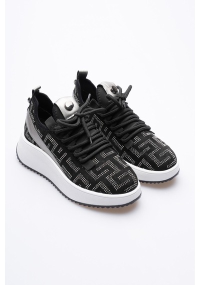 Mubiano Kadın Süet Sneaker Taş Detaylı Siyah Cressa Siyah