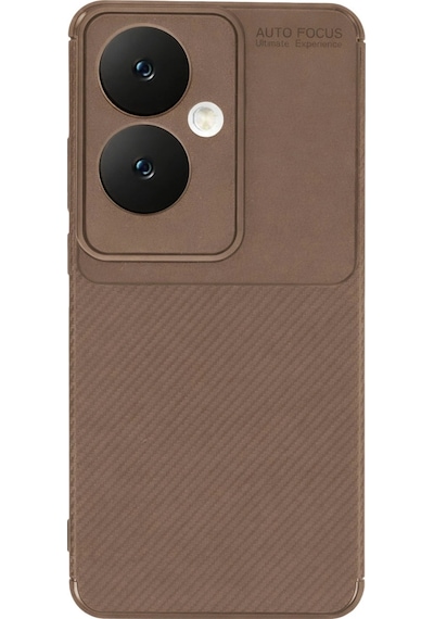 Oppo Reno 11f Kılıf Auto Focus Karbon Kapak - Kahverengi Düz Renkli