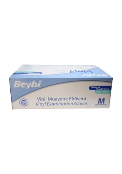Pudrasız Vinil Eldiven, M Beden, 100'lü Kutu, Beyaz