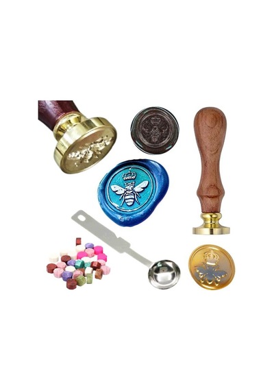 Mektup Damga Mühürü Taç & Arı + 30 Mühür Mumu + Eritme Kaşığı