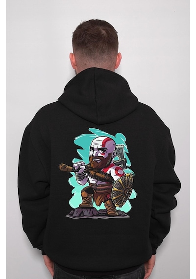 God Of War Kratos Kalkan Balta Game Sweatshirt Unisex Kapüşonlu Hoodie 001