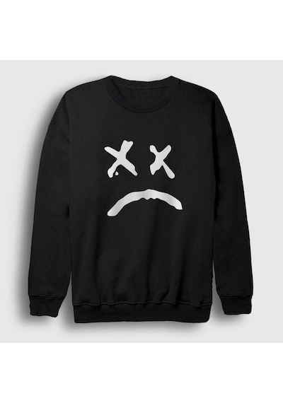 Presmono Unisex Sad Face Lil Peep Sweatshirt Siyah