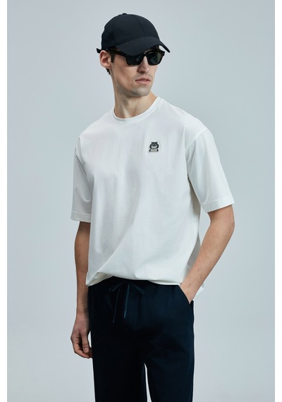 Lufian 111020251 Nımbus Modern Grafik Tişort Erkek T-shirt Beyaz