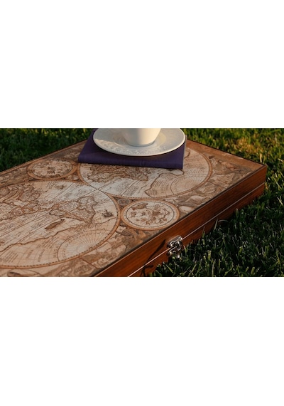 Antik Dünya Haritası Deri Tavla - 49cm X 30cm X 6.2cm, 8 Yaş Ve Üzeri, Soyut Strateji, 1 Oyuncu