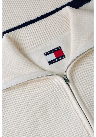 Tommy Jeans Yarım Fermuarlı Çizgili Relaxed Fit Dik Yaka Logolu Kazak Kadın Kazak Dw0dw22928 Ybh Beyaz Tommy Jeans Yarım Fermuarlı Çizgili Relaxed Fit Dik Yaka Logolu Kazak Kadın Kazak Dw0dw22928 Ybh Beyaz