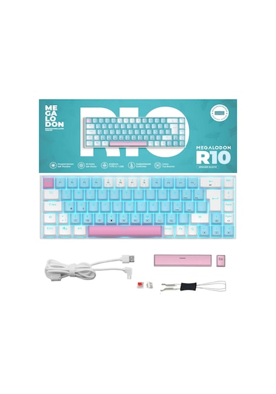 R10 Mekanik Oyuncu Klavyesi Full Anti-ghosting Hot Swap Red Switch Buz Mavisi Işıklandırma Türkçeq