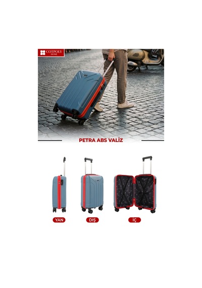Cotpoly Home Petra Lüx Abs Orta Boy Valiz 65 Cm Mavi Kırmızı