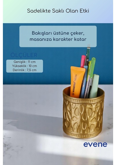 Kalemlik Masa Kalemliği Organizer Kalemlik Altın Renk Model 76 Çok Renkli