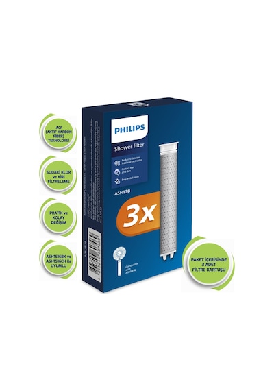 Philips Ash1516 Duş Başlığı İçin Filtre Kartuşu Ash138/10 3 Adet