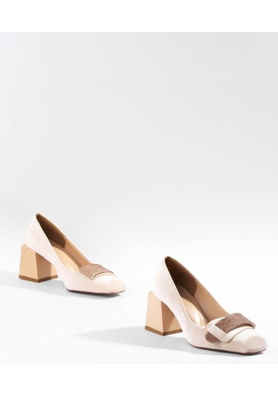 Paris Shoes Paris Bej Kadife Klasik Topuklu Ayakkabı Z081-bej Bej