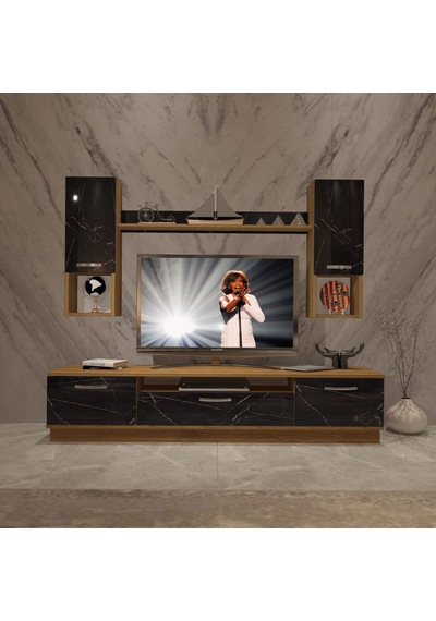 Decoraktiv Trendstyle 5da Mdf Tv Ünitesi Tv Sehpası Pera - Siyah Mermer