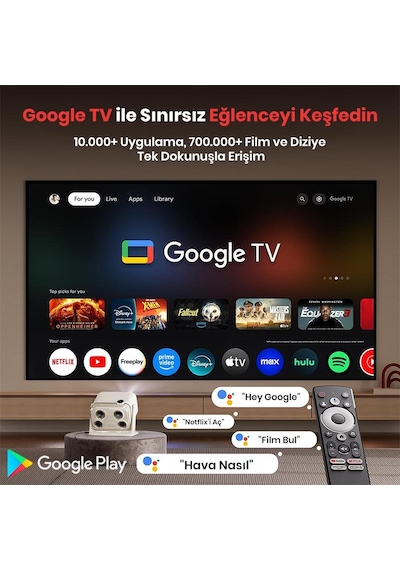 Vankyo Aurzen Boom Mini Android Google TV 4K Destekli Projeksiyon Cihazı