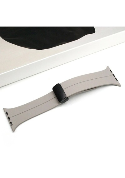 Ally Apple Watch Uyumlu 7-8 41mm 6-5-4 40mm Manyetik Uçlu Silikon Kayış Kordon 3-2-1 38mm- 5775 Renk: Kırmızı