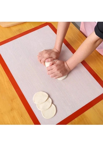 2 Adet Silikon Pişirme Matı Yıkanabilir Kendinden Yağlı Fırınlanabilir Hamur Açma Matı 30 X 40 Gümüş