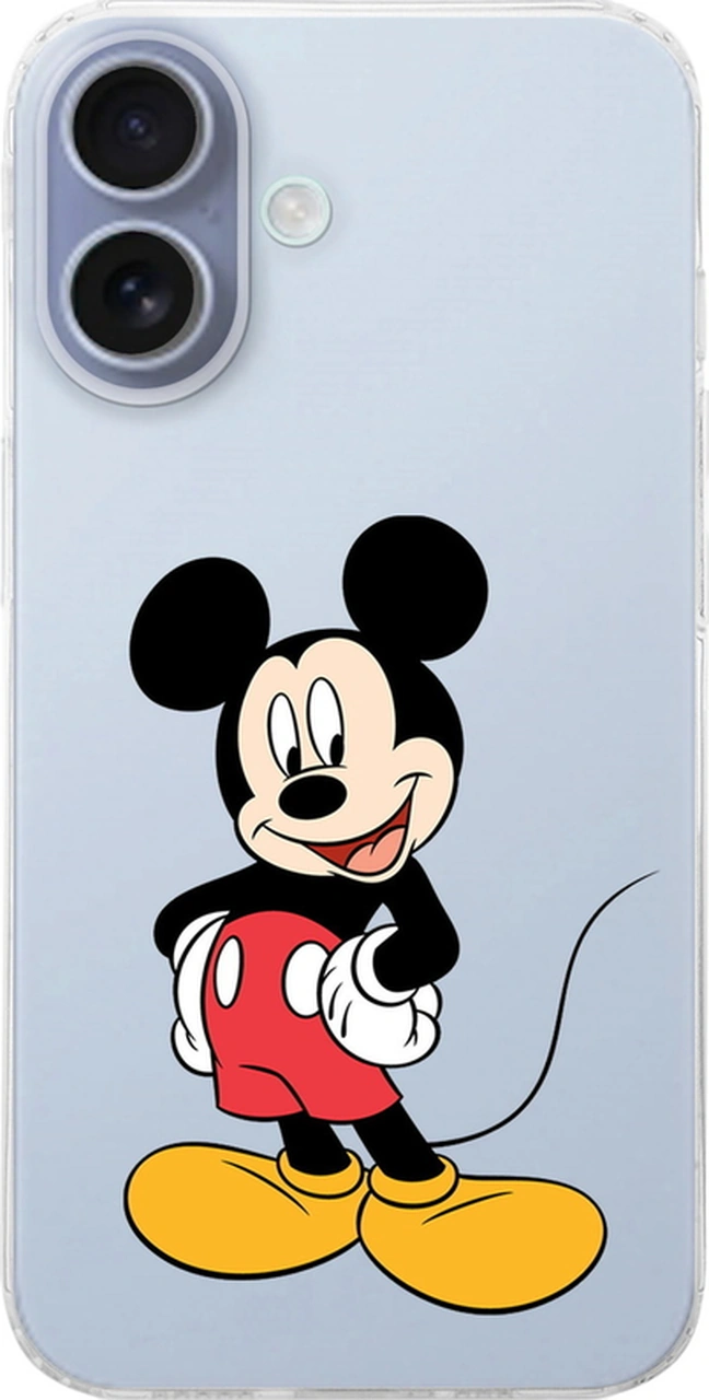 Apple Uyumlu iPhone 16 İle Mickey Mouse 5 Baskılı Kamera Korumalı Şeffaf Kılıf