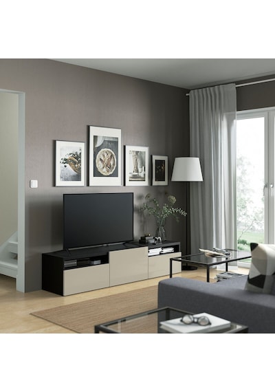 Tv Sehpası, Venge-parlak Cila-bej, 180x42x39 Cm, Selsvıken, Çıt Çıt Raylı Meşe Tv Sehpası, Venge-parlak Cila-bej, 180x42x39 Cm, Selsvıken, Çıt Çıt Raylı Meşe