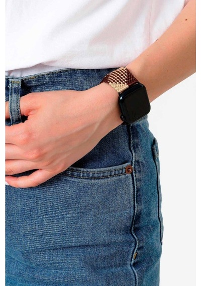 Hippi Matchless Siyah Örgü Apple Uyumlu Watch  Kordonu 38-40-41 Mm