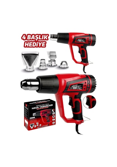 2000 Watt 2 Kademeli 4 Başlıklı Sıcak Hava Tabancası