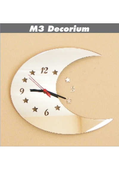 M3 Decorium Aydede Dekoratif Ayna Saat Beyaz