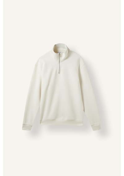 Defacto Regular Fit Dik Yaka Yarım Fermuarlı Basic Sweatshirt X7405az26auer105 Ekru-er105