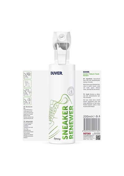 Duver 200 Ml Süet Ve Nubuk Ayakkabı Yenileyici Sprey Ve Nubuk Fırça Beyaz