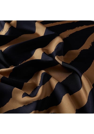 İpekevi Twill İpek Eşarp - Makro Zebra Desenli - Camel Camel