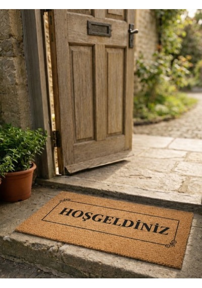 Beylini Hoşgeldiniz Yazılı Koko Paspas Ev Dış Kapı Tpr Kaymaz Taban Modern Dayanıklı Su Geçirmez Bej 70x45cm Bej