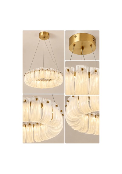 Modern Premıum Gold Sarkıt Cam Avize 3 Renk Led Aydınlatma Luxury Salon Avizesi 56w Beyaz