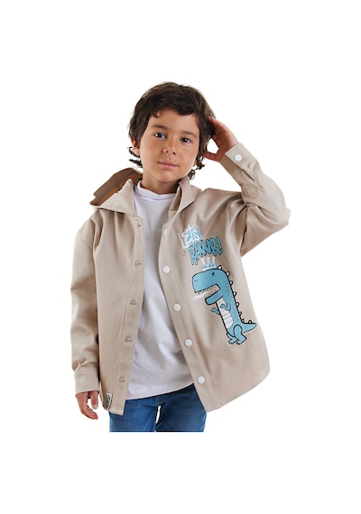 Denokids Dino Oversize Gabardin Erkek Çocuk Gömlek Ceket Renkli