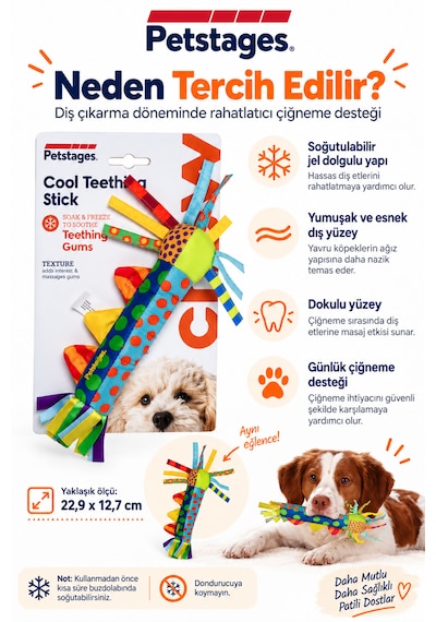 Petstages Cool Teething Stick Yavru Köpekler İçin Diş Kaşıma Oyuncağı - Hışırtılı Ve Dondurulabilir