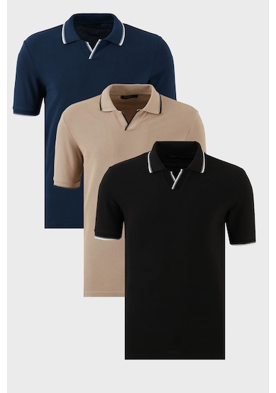Buratti Pamuklu Regular Fit Şerit Detaylı 3'Lü Paket Erkek Polo Yaka T Shirt 5902964S3 Vizon-Siyah-Indigo Buratti Pamuklu Regular Fit Şerit Detaylı 3'Lü Paket Erkek Polo Yaka T Shirt 5902964S3 Vizon-Siyah-Indigo