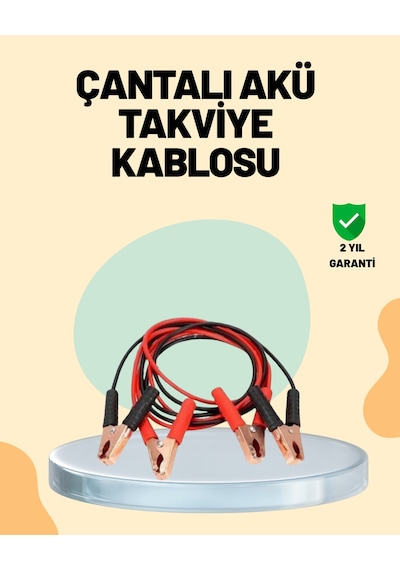 1200 Amper Jumper Kablo 2 Metre Bakır Uçlu Araç Takviye Seti