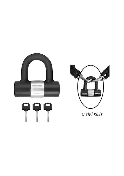 Motosiklet Zincir Kilitleme U Tipi 3 Anahtarlı Kilit 16mm