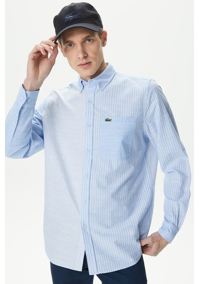 Lacoste Men's Regular Fit Button-down Collar Linen Shirt Blue Erkek Düğmeli Yaka Keten Çizgili Gömlek Mavi Lacoste Men's Regular Fit Button-down Collar Linen Shirt Blue Erkek Düğmeli Yaka Keten Çizgili Gömlek Mavi
