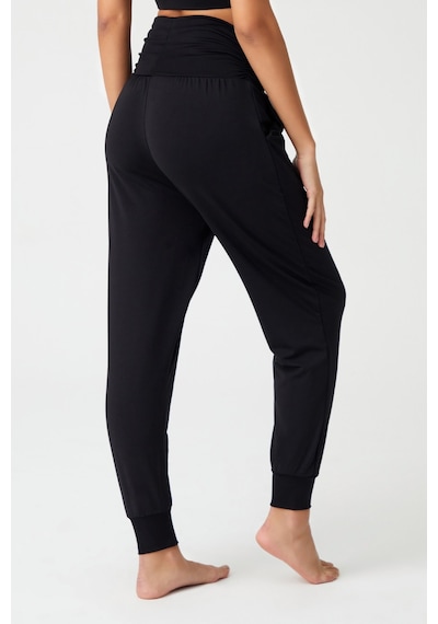 Los Ojos Siyah Beli Lastikli Şalvar Görünümlü Harem Pantolon Yoga Joggers Siyah Siyah