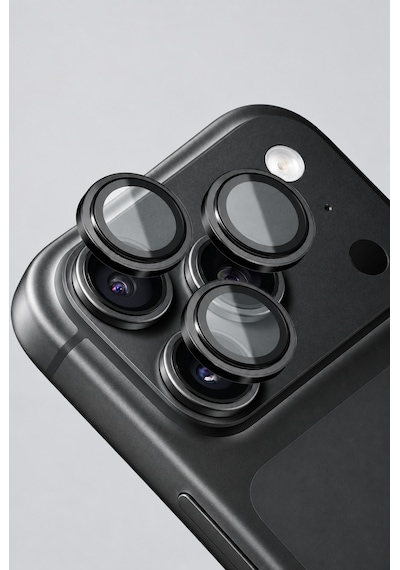İphone 18 Pro / İphone 18 Pro Max Uyumlu Kamera Lens Koruyucu Siyah