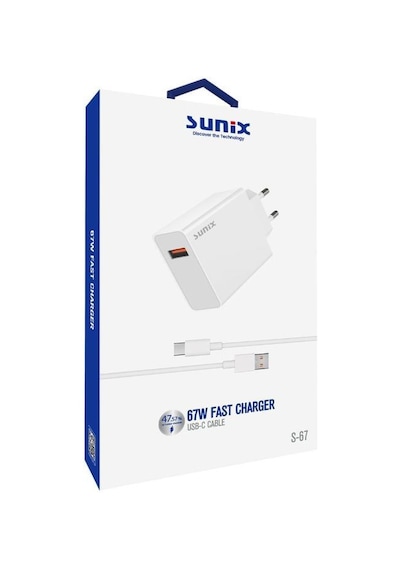 Sunix S-67 67W USB-C Type-C Hızlı Şarj Seti Sunix S-67 67W USB-C Type-C Hızlı Şarj Seti
