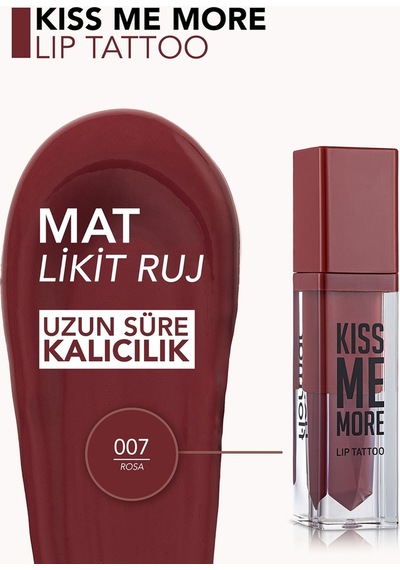 Flormar Uzun Süre Kalıcı Mat Ruj (GÜL KURUSU) - Kiss Me More Lip Tattoo - 007 Rosa - 8690604572878