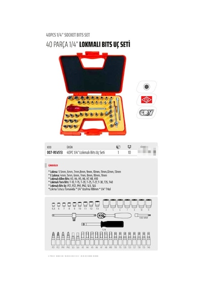 Rico 007-RC4513 40 Parça 1/4” Lokmalı Bits Set