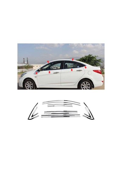 Hyundai Accent Blue Krom Cam Çerçevesi Set 2016-2019 14 Parça