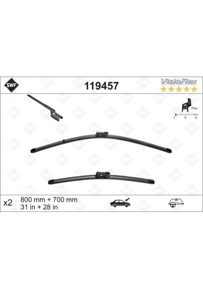 VALEO 119457 Silecek Takımı 81 - 69Cm Flatblade Muz Tipi X2 3008 5008 09-