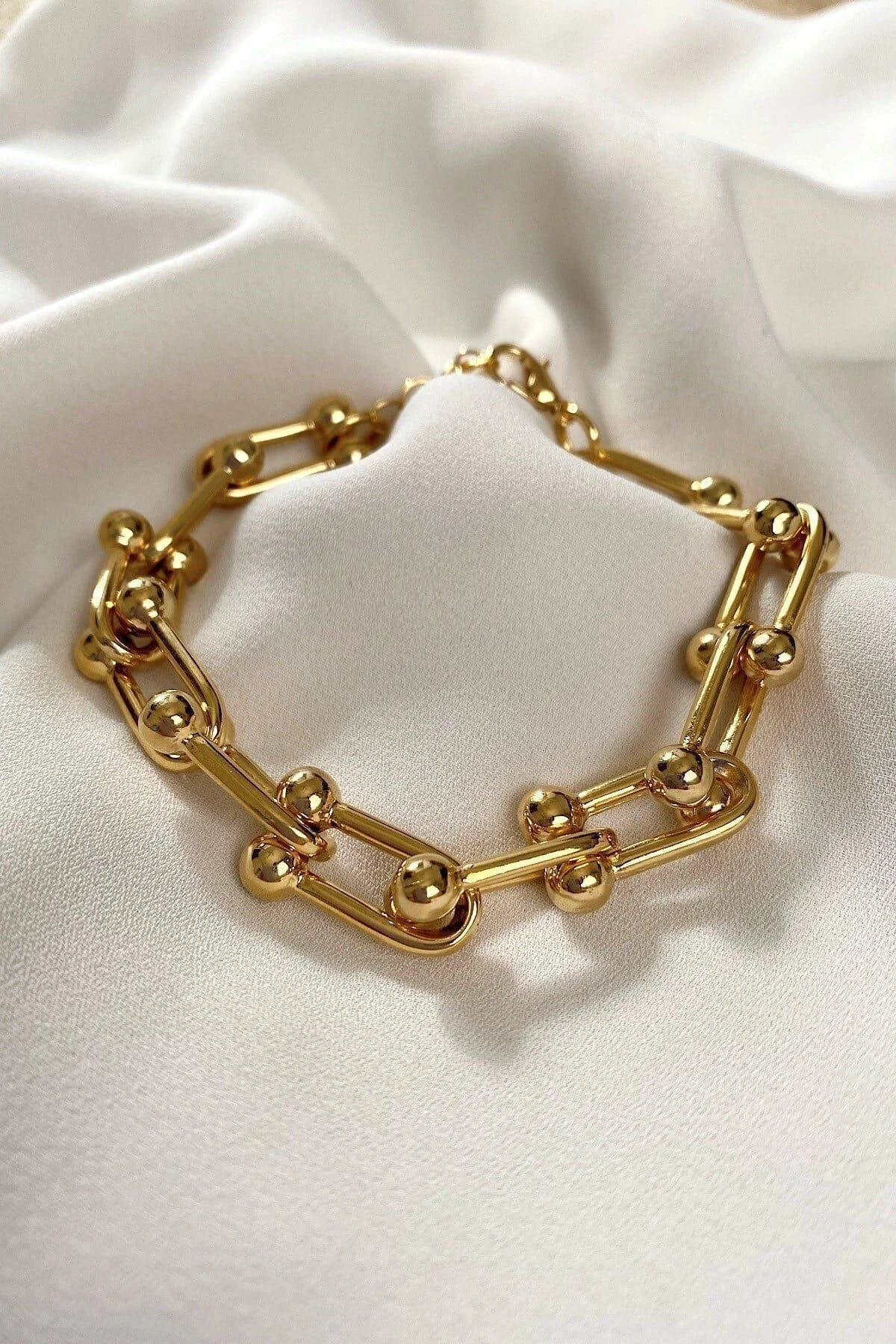 Kadın Premium Kalite Blanca Tifany Gold Zincir Bileklik Altın
