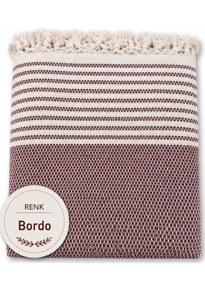 Pamuklu Kaymaz Hasır Dokuma Koltuk Örtüsü 180x220 - Bordo