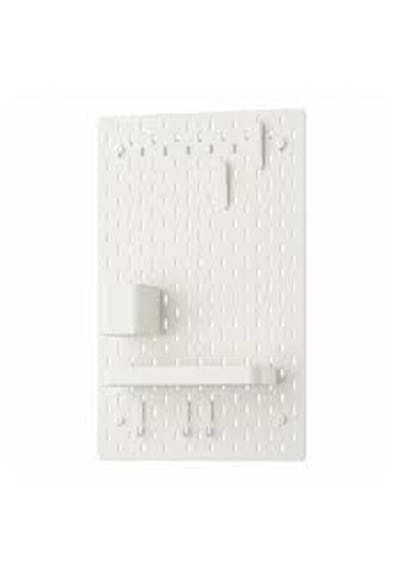 Ikea Skadis Uyumlu Beyaz Delikli Pano Duvar Organizeri Farklı Ebatlar 56 x 56 CM